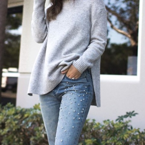 Who What Wear Women's Straight Leg Pearl Embellished Jean Light Vintage Wash - Picture 1 of 9